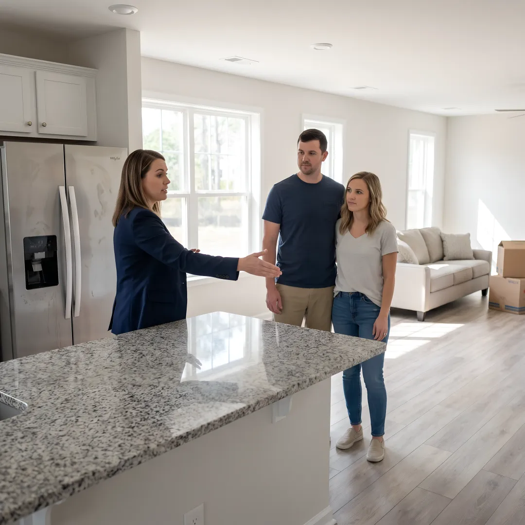 Buyer touring a new construction home