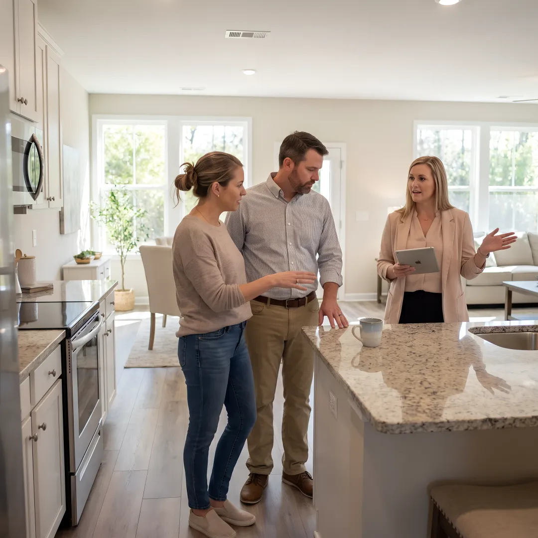 Buyer touring a new model home