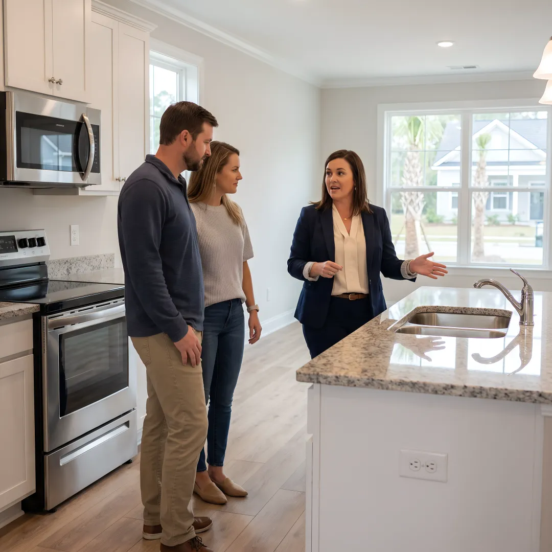 Buyer touring a new construction home