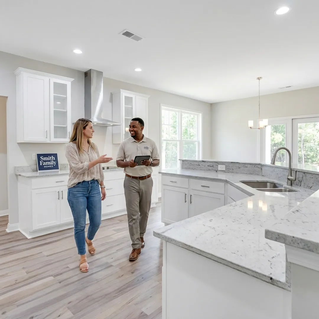 Buyer touring a new construction home