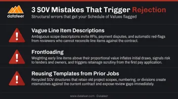 Three common SOV structural errors that trigger owner rejection infographic