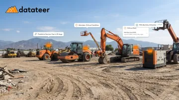 Construction equipment fleet tagged with GPS trackers across active job site