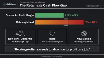Construction retainage cash flow impact compared to contractor profit margins by state