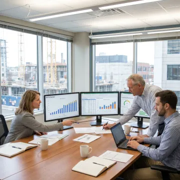 Construction finance analytics dashboard on laptop