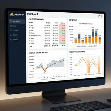 Automated construction ERP analytics dashboard