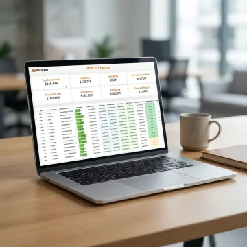 Construction finance dashboard on a laptop