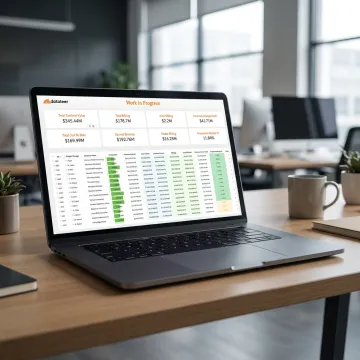 Construction finance dashboard on laptop