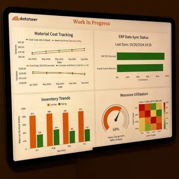 Construction inventory dashboard on laptop