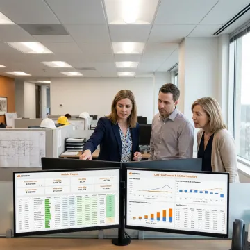 Construction analytics dashboard connected to ERP systems