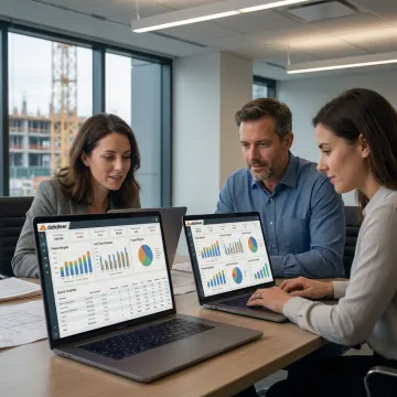 Construction finance team using dashboard software