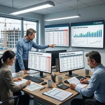 Construction finance team reviewing AP dashboard