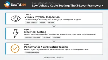 Three-layer low voltage cable testing approach visual inspection electrical certification