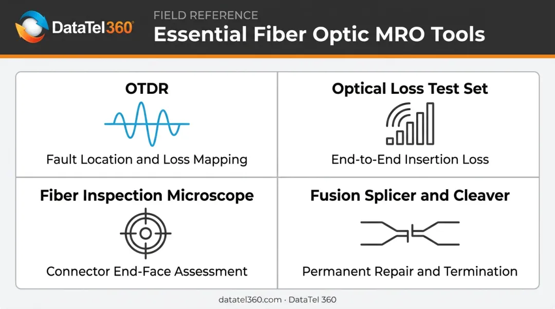 Four essential fiber optic MRO diagnostic tools and their functions comparison