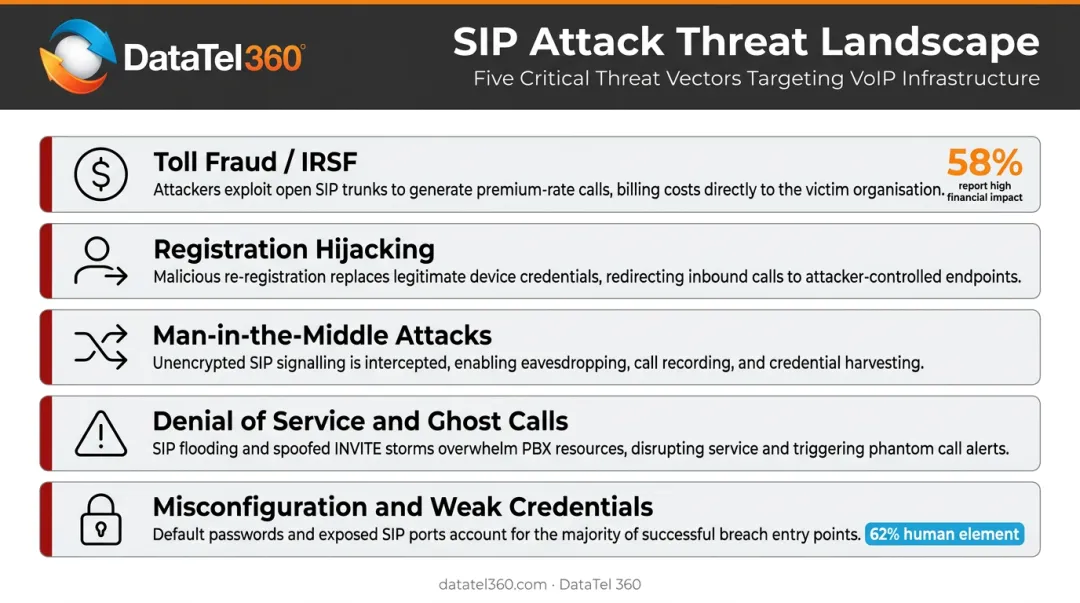 Five common SIP security threats businesses face with attack descriptions