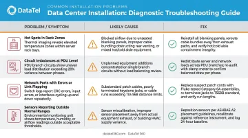 4 common data center installation failure indicators causes and fixes comparison chart