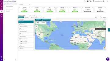 Enterprise cloud-managed WiFi dashboard displaying multi-location network performance analytics