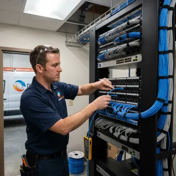 Structured cabling installation in a business server room