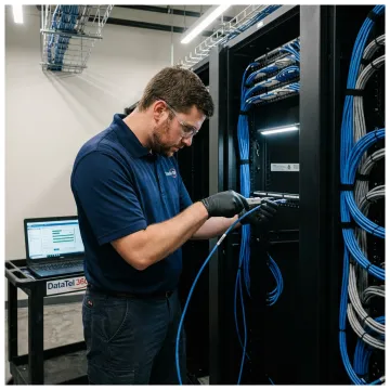 Commercial network cable installation in server room