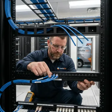Business network cable installation in a server room