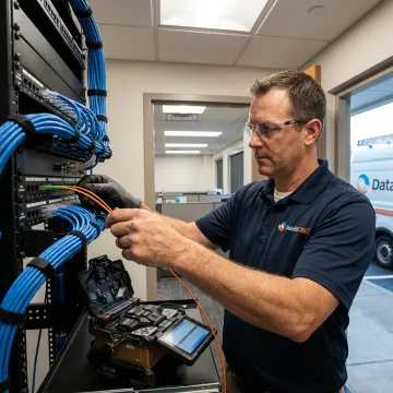 Fiber optic cable installation technician