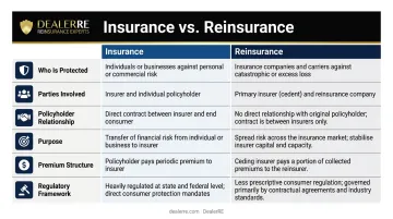 Insurance versus reinsurance side-by-side comparison chart key differences