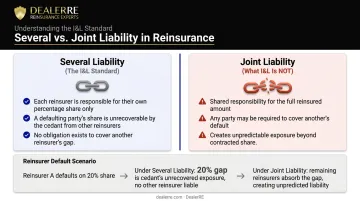 Several liability versus joint liability reinsurance comparison infographic