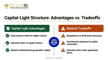 Capital-light reinsurance model advantages versus tradeoffs side-by-side comparison
