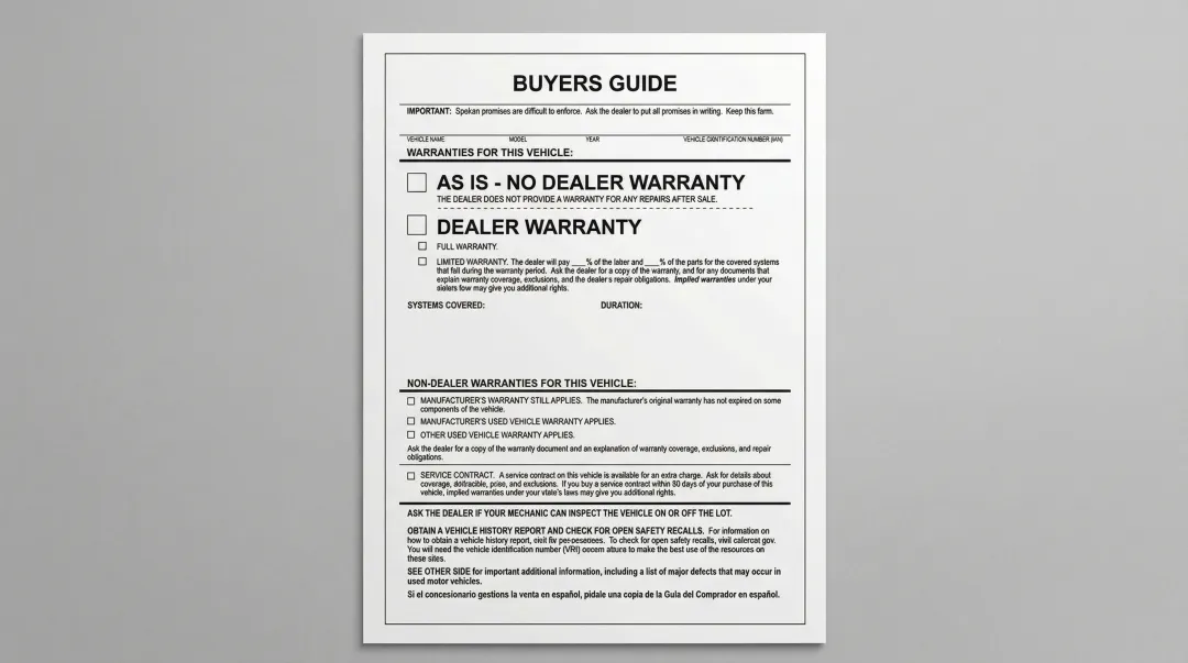 FTC Magnuson-Moss Warranty Act compliance document for auto dealers