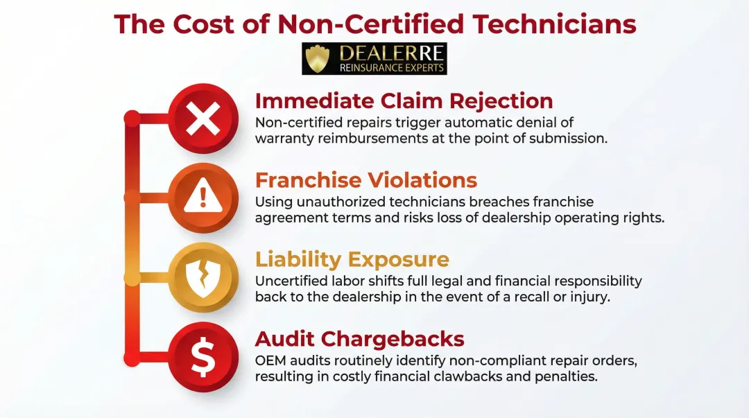 Four consequences of using non-certified technicians for OEM warranty repairs