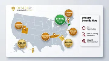 US captive insurance domicile minimum capital requirements by state comparison map