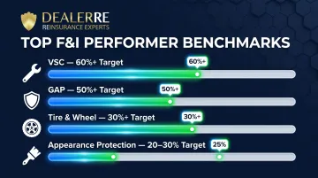F&amp;I ancillary product penetration rate benchmarks for top-performing dealerships