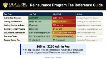 F&amp;I reinsurance fee types ranges and benchmarks comparison reference chart