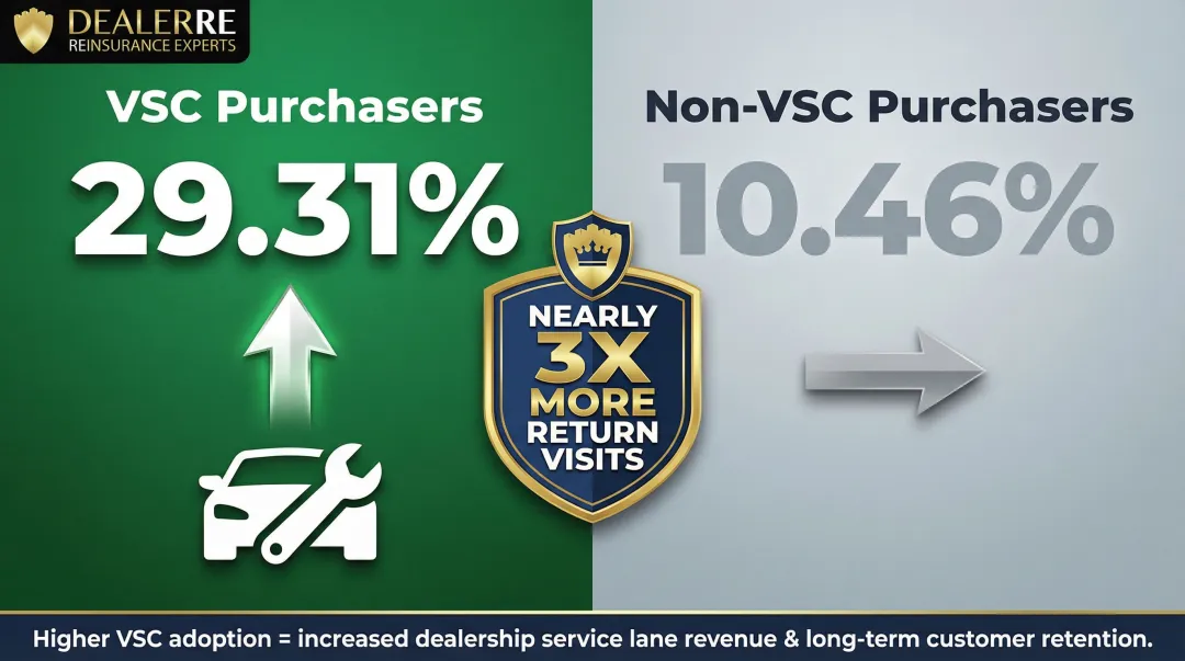 VSC buyers versus non-buyers service department return rate comparison statistics infographic