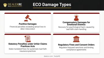 Four types of ECO damages insurer misconduct penalties breakdown infographic