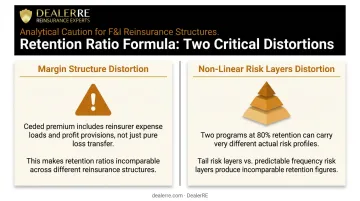 Two retention ratio formula distortions margin structure versus non-linear risk layers comparison