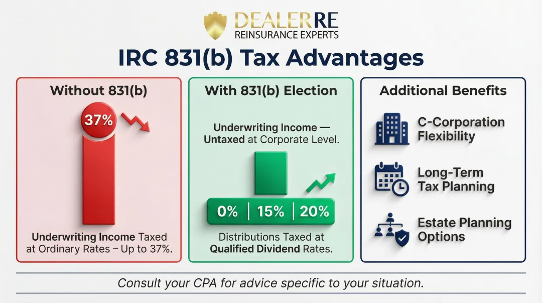 IRC 831b small insurance company tax advantages comparison versus ordinary income rates