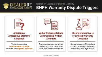 Three most common BHPH warranty dispute triggers infographic breakdown