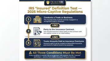 Three-part IRS Insured definition test for dealer reinsurance programs 2025