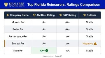 Top five Florida reinsurance companies AM Best and S&P ratings comparison chart
