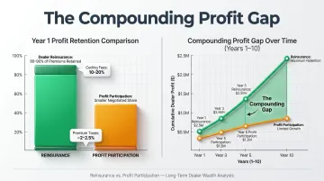 Dealer profit retention comparison reinsurance versus profit participation compounding over time