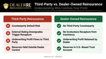 Dealer-owned reinsurance versus third-party reinsurance risk comparison side-by-side