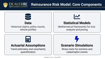 Four components of reinsurance risk model data statistics assumptions and simulations