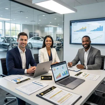 Dealership team reviewing F&I product performance reports