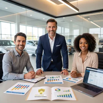 Auto dealer reviewing reinsurance program options