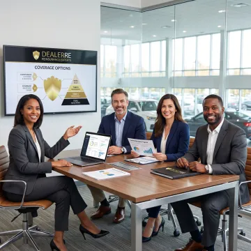 Dealership team discussing warranty program strategy
