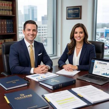 Auto dealer reviewing reinsurance trust documents