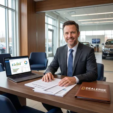 Auto dealer reviewing VSI insurance program details