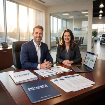 Dealership team reviewing tire and wheel protection program details