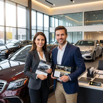 Dealership team reviewing vehicle protection program options