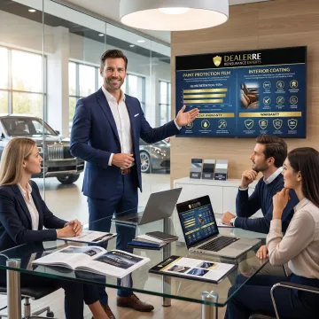 F&I manager presenting vehicle appearance protection options